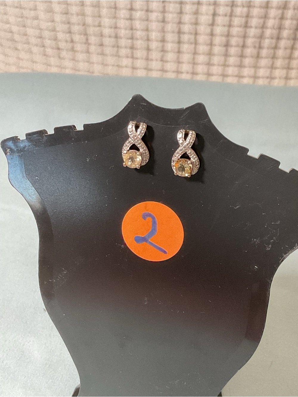 Stamped Sterling silver Citrine earrings